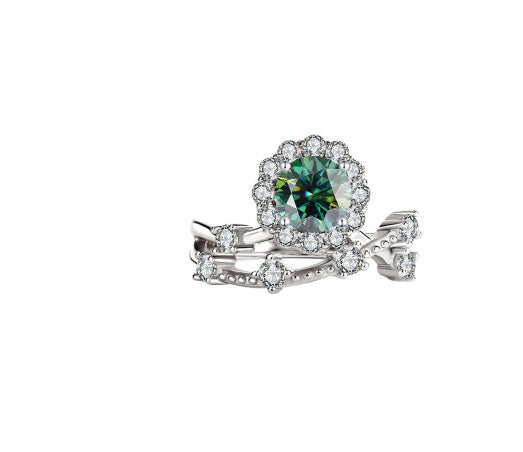 Moissanite Ring Women's Sterling Silver Platinum Niche