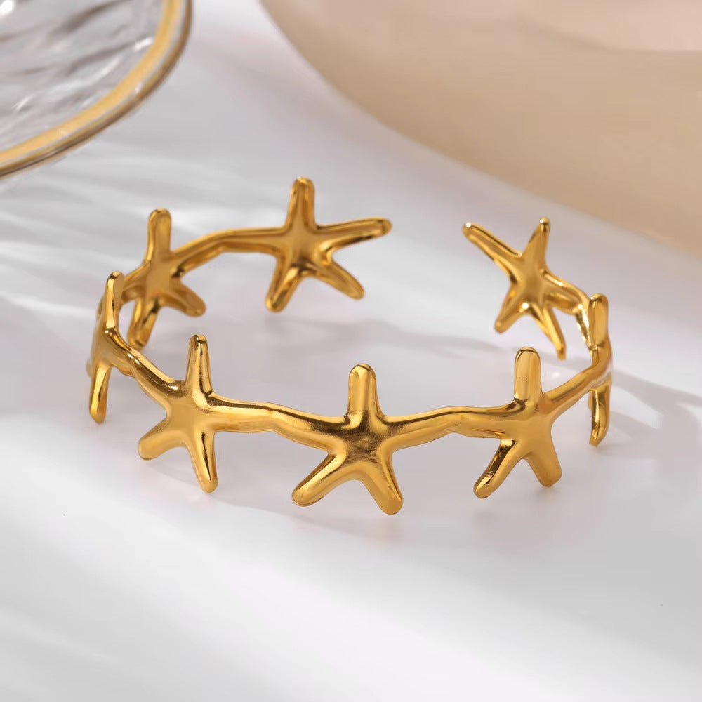 Holiday Stainless Steel Starfish Scallop Bracelet