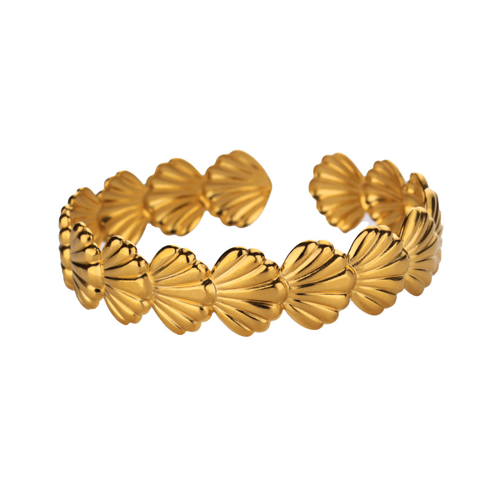 Holiday Stainless Steel Starfish Scallop Bracelet