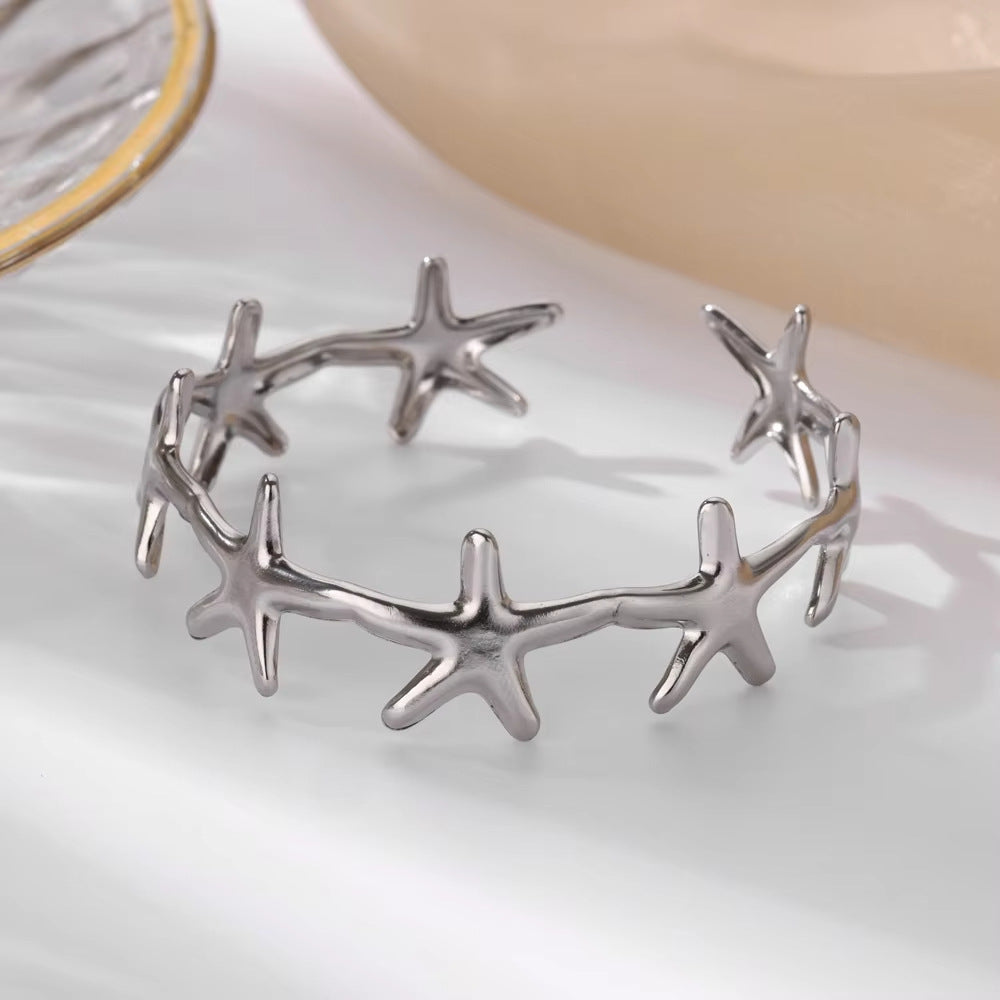 Holiday Stainless Steel Starfish Scallop Bracelet