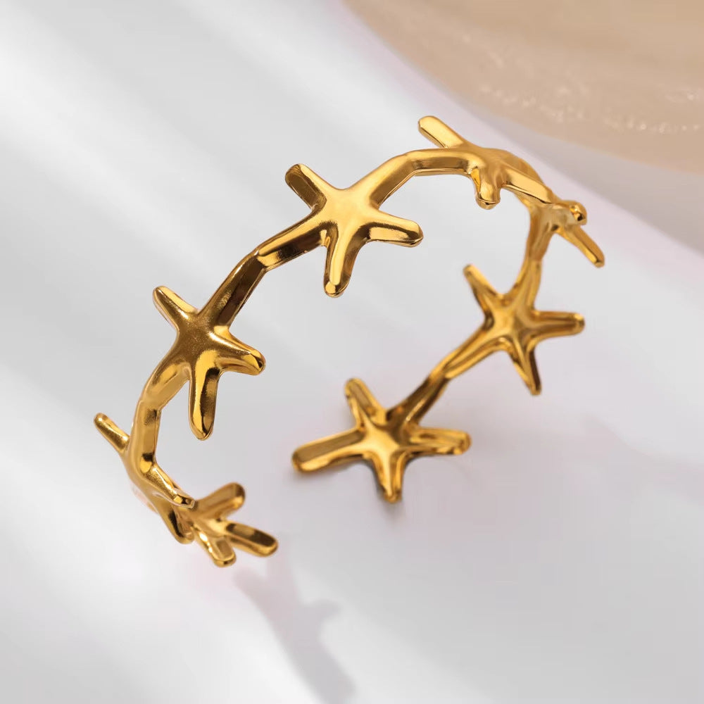Holiday Stainless Steel Starfish Scallop Bracelet