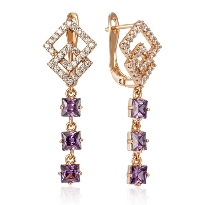 Simple Double Row Black And White Zircon Earrings