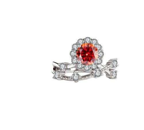Moissanite Ring Women's Sterling Silver Platinum Niche
