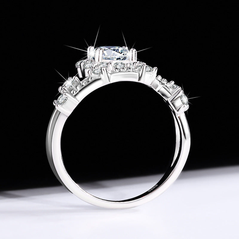 Moissanite Ring Women's Sterling Silver Platinum Niche