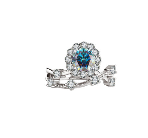 Moissanite Ring Women's Sterling Silver Platinum Niche